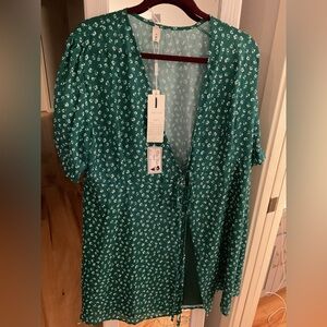 Amo Lee Teal Floral Women's Cardigan
